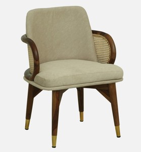 Modern Solid Wood <b>Dining</b> <b>Chair</b> Upholstered with Velvet Seat Cane Back Midcentury Design Home Furniture - Product Image 2