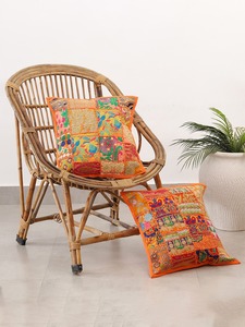 Handmade Embroidered Cotton Patchwork Bohemian Style Square <b>Cushion</b> <b>Cover</b> for Home & Hotel Use - Product Image 5