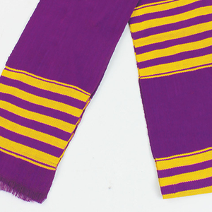 Estola de Graduación Kente Auténtica Tejida a Mano en Púrpura y Dorado, Doble Tejido, para Celebración del Patrimonio Cultural y la Ceremonia de Graduación - Product Image 3