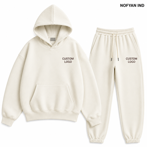 Ensemble de survêtement unisexe en coton surdimensionné de qualité supérieure, style hip-hop |   Sweat à capuche et jogging respirants, écologiques, épais et à épaules tombantes | - Product Image 1