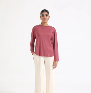 T-shirts à manches longues pour femmes en modal de haute qualité, coupe ajustée, avec logo personnalisé, style streetwear, t-shirts à manches longues unis personnalisés en gros - Product Image 5