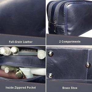 Neceser de Cuero Genuino para Hombre, Bolsa de Aseo para Viaje, Kit de Afeitado, Organizador de Artículos de Baño, Bolsa de Cosméticos de Cuero para Mujer - Product Image 6