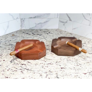 Fine Quality Solid Walnut Wood Cigar <b>Ashtray</b>, Handcrafted Octagon Ash Tray Hardwood Smoking Accessories Gift For Men & Smokers - Product Image 1