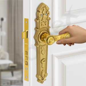 Vintage <b>Antique</b> <b>Brass</b> <b>Door</b> Handle Embossed Floral Pattern Furniture Lever Interior <b>Door</b> Hardware Traditional Metal Handle - Product Image 3