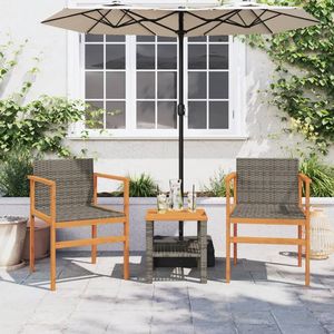 Silla de Jardín de Madera de Acacia Sólida con Ratán PE Gris y Acero con Recubrimiento en Polvo, Duradera y Elegante - Product Image 3