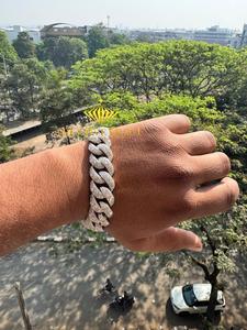 Pulsera de Cadena Cubana de Plata 925 con Moissanita Blanca Redonda de Corte Brillante de 18mm para Hombre, Joyería Hip Hop para Fiestas y Amigos - Product Image 2