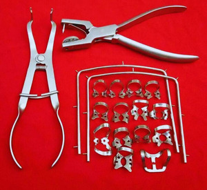 Dental Rubber Dam Kit with Complete Isolation Instrument Set Including Rubber Dam <b>Frame</b> Punch <b>Clamp</b> Forceps Assorted <b>Clamps</b> - Product Image 5