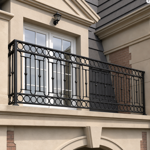 Rampe de balcon moderne en aluminium noir avec motif circulaire, résistante à la rouille et à l'eau, pour villa extérieure, terrasse, panneau de clôture de sécurité - Product Image 3