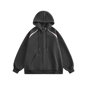 Sudadera con capucha personalizada de algodón para hombre, estilo hip hop, con cremallera, hombros caídos, cordón ajustable y bolsillos laterales. - Product Image 2