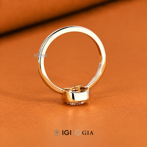 Anillo de compromiso solitario con diamante cultivado en laboratorio de corte esmeralda, certificado IGI, anillo de diamante de 1 a 2 quilates, galería abierta, aniversario - Product Image 4