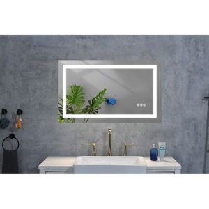Specchio LED Intelligente da Bagno 40x28 Pollici, Montaggio a Parete con Illuminazione Frontale e Posteriore, Antiappannamento, Memoria e Pulsante Smart Touch - Product Image 4
