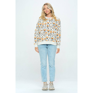 Primefield <b>Women's</b> Crew Neck Sweatshirt Long Sleeve Printed Mushroom <b>Pattern</b> Cotton Polyester Autumn Casual Wear - Product Image 1