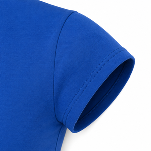 Camiseta Corta Azul para Mujer, Estilo Casual, Cuello Redondo, Manga Corta, Estampado de Mariposas, 100% Algodón, Primavera Verano - Product Image 3
