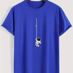 Camiseta Deportiva Casual de Verano para Hombre, 100% Algodón Puro, Corte Regular, Estampado Frontal de Astronauta, Manga Corta, Cuello Redondo - Product Image 2
