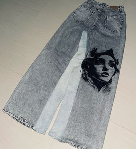 Pantalones Vaqueros Anchos de Alta Calidad para Hombre, Estilo Hip Hop, Personalizados, Impermeables, Casuales, de Corte Holgado, con Logotipo OEM - Product Image 1
