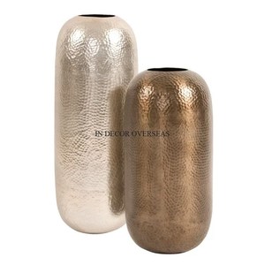 Copper And Brass Antique Finished Hammered Texture Premium Quality Metal Home Hotel Living Room Decorative Flower <b>Vase</b> Supplies - Product Image 1