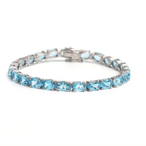 Natural Blue Topaz Stone <b>Bracelet</b> 925 Sterling Silver <b>Gemstone</b> <b>Bracelet</b> Handmade December Birthstone Jewelry Gift for Women - Product Image 4