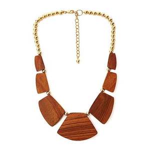 Collar de Mujer Ecológico Hecho a Mano de Lujo con Cuentas de Madera, Cristal, Accesorios de Moda, Joyería - Product Image 1