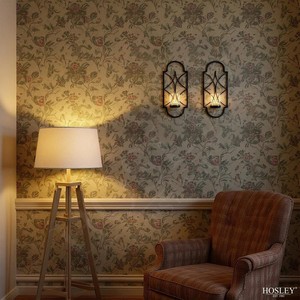 Ensemble de appliques murales modernes en métal noir et verre, design artistique en treillis, cadre robuste, éclat doux, décoration élégante pour la maison - Product Image 4