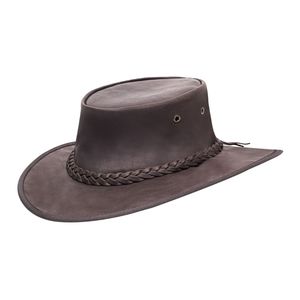 Sombrero de Cuero Gris Claro con Ventilación Perforada, Estilo Outback, con Correa para la Barbilla y Banda Trenzada Personalizada - Product Image 5