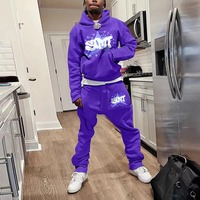 Conjunto de Sudadera con Capucha Holgada y Pantalones Deportivos de Felpa Francesa 100% Algodón Personalizado para Hombre, Estilo Urbano, con Bordado 3D y DTG