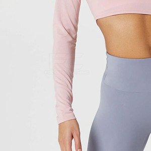 Camiseta Deportiva de Manga Corta con Cuello Alto para Mujer, Elástica, de Spandex/Nylon, de Secado Rápido y Transpirable, Venta al Por Mayor - Product Image 4