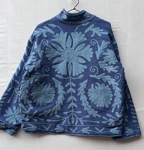 Women's Best Quality <b>Quilted</b> Autumn Winter Bomber Jacket Beautiful Embroidery Cotton Wool Lining Floral Pattern Twill - Product Image 3