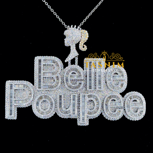 Pendentif C La Grena TASNIM en Moissanite VVS et Diamants Noirs et Blancs, Style Hip Hop pour Homme, Coupe Ronde - Product Image 5