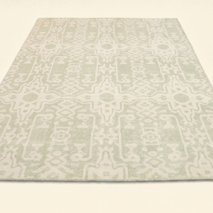 Alfombra de Lana Tejida a Mano Sage Ikat Heritage Verde Marfil, Alfombra Moderna de Diseño Geométrico, Antideslizante, Ecológica, de Pelo Grueso para Sala de Estar - Product Image 2