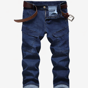 Jeans ajustados rotos y desgastados para hombre, pantalones casuales de mezclilla con efecto destruido, a la moda - Product Image 1