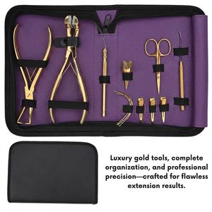 Kit d'outils professionnels pour extensions capillaires, très tendance, en acier inoxydable de qualité chirurgicale, comprenant pince à sertir plate, outil à boucle et crochet, et fil à perruque - Product Image 6
