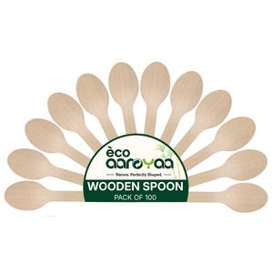 Cucharas Desechables de Madera Natural Eco Aaroyaa, Modernas, Artesanales, Hechas a Mano, Duraderas, Resistentes al Óxido, Acabado Liso sin Astillas, Resistentes - Product Image 1