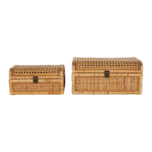 Natural Rattan Display Box Clear Lid Rectangular Wicker <b>Storage</b> Basket with Metal Lock Organizer for Snacks <b>Remote</b> <b>Control</b> OEM - Product Image 1