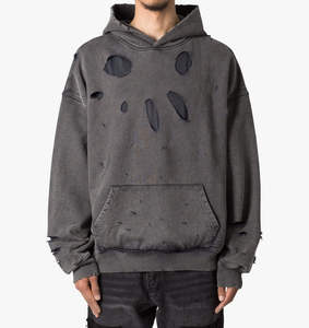 Sudadera con Capucha Personalizada OEM para Hombre, Estilo Urbano, al por Mayor, Lisa, Desgastada, con Estampado Moderno, Fabricada en Felpa - Product Image 1