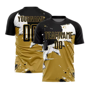 BRG Custom Black Gold Sublimated Soccer Jersey Short Sleeve Crew Neck Moisture Wicking Men Adult Team Name 00 Apparel - Product Image 1