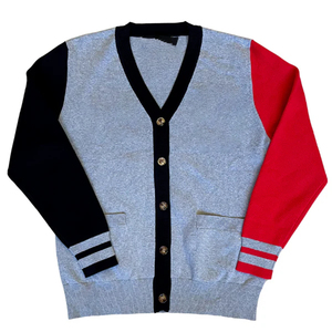 Cárdigan Gris con Cuello en V para Mujer, Manga Larga, Estilo Preppy, Logotipo de la Letra H, Bolsillos, Suéter de Punto 100% Acrílico, para Todas las Temporadas - Product Image 5
