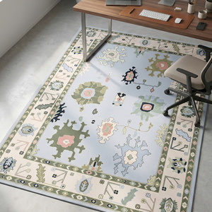 Alfombra de Lana Anudada a Mano de Lujo, Color Azul Claro con Diseño Floral, Pelo Plano, Grosor Medio, Alfombra Decorativa para Sala de Estar o Dormitorio - Product Image 3