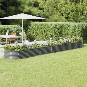 Lit surélevé de jardin en acier enduit de poudre grise de 201.6 \ "x 31,5 \" x 14,2 \" - Product Image 1