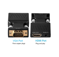 T1st VGA untuk Adaptor LED DC Konverter Baru 1080P Kabel Ekstensi Audio Video Perlindungan OVP Plastik Hitam Laptop TV