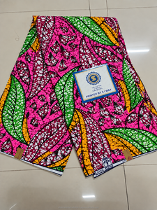 <b>Green</b> Blue Luxury African Wax Print Ankara Fabric Leaf Pattern for Women Dressmaking - Product Image 4