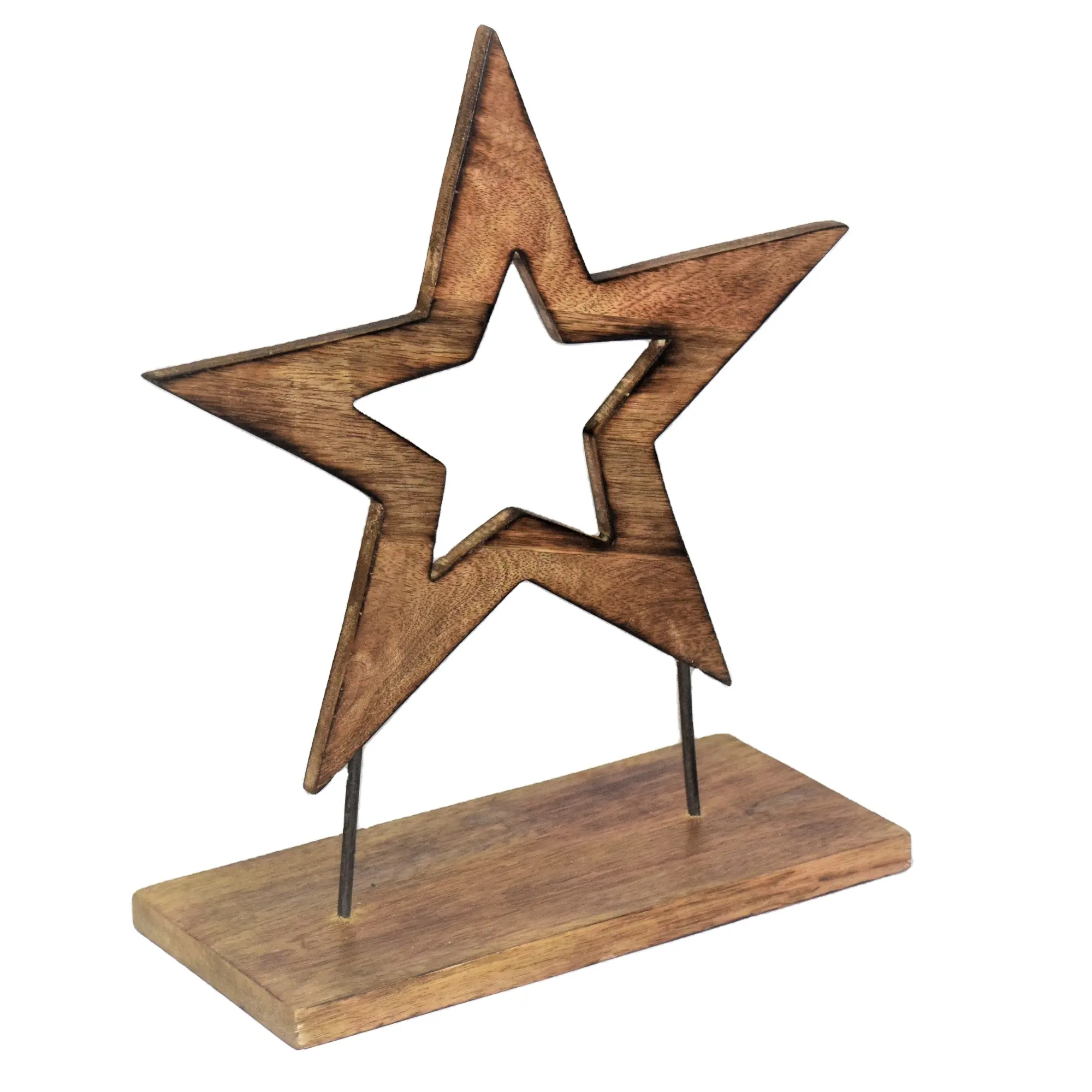 Table Desk Decorative Wooden Star Statue Sculpture - Christmas Decoration Supplies At Reasonable Price