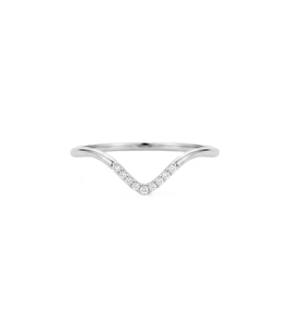 DEF Color VS VVS Clarity Curved Chevron Band Minimalist Round Lab Diamond Pave Band 18K Solid Gold IGI Certified Promise Ring - Product Image 3