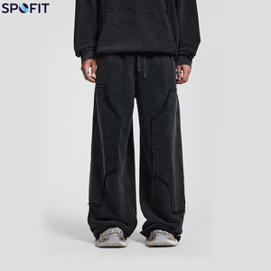 Custom Men's Straight Sweatpants <b>Elastic</b> <b>Waist</b> Drawstring Jogger Pants Washed Baggy <b>Trousers</b> for Autumn - Product Image 6