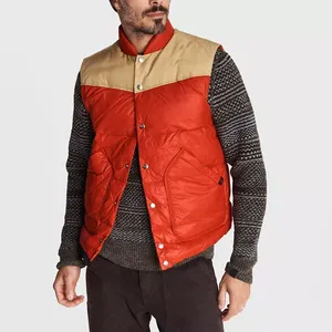 Men's <b>Silver</b> Sleeveless Puffer Vest Stand Collar Zipper Closure Windproof Polyester Winter Casual <b>Jacket</b> - Product Image 5
