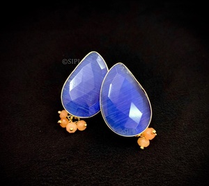 Elegant Premium Quality Brass Gold Plated Statement Fusion Moissanite <b>Earring</b> for Women Girls for Wedding Wear Collection - Product Image 3