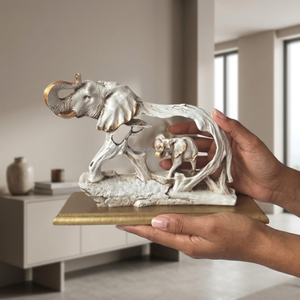 AG Elements - Escultura Decorativa de Mesa de la Familia Elefante en Poliresina, Adorno de Lujo para Decoración de Interiores del Hogar - Product Image 3