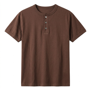 เสื้อยืดคอกลมเฮนลีย์แบบสั่งทำสำหรับผู้ชาย |   เส้นด้ายฝ้ายออร์แกนิค 100% ย้อมสีพื้น แขนสั้น ทรงปกติ เป็นมิตรกับสิ่งแวดล้อม ดีไซน์เรียบง่าย - Product Image 2