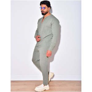 ชุดเสื้อแขนยาวและกางเกงขายาว 2 ชิ้นสำหรับผู้ชาย ระบายอากาศได้ดี สวมใส่สบาย เนื้อผ้าฝ้าย 100% ชุดลำลองสำหรับฤดูร้อนสำหรับผู้ชาย - Product Image 5