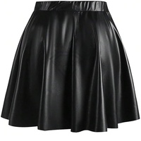 Jupe en cuir noire taille haute pour femme, coupe trapèze, mini-jupe évasée style skater, élégante, décontractée, pour soirée, mode