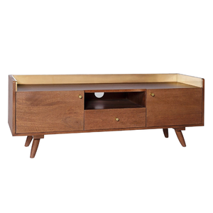 Teak wood cabinet with two <b>cupboards</b> and one drawer for the living room or bedroom to store modern design items - Product Image 5